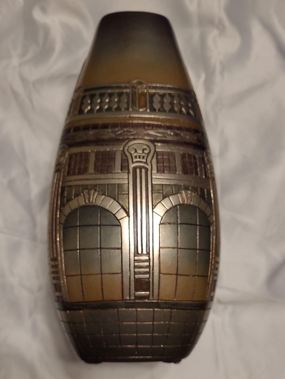 Artmax Embossed Bronze Decorative Architectural Vase. 13" X 8" - Picture 4 of 12
